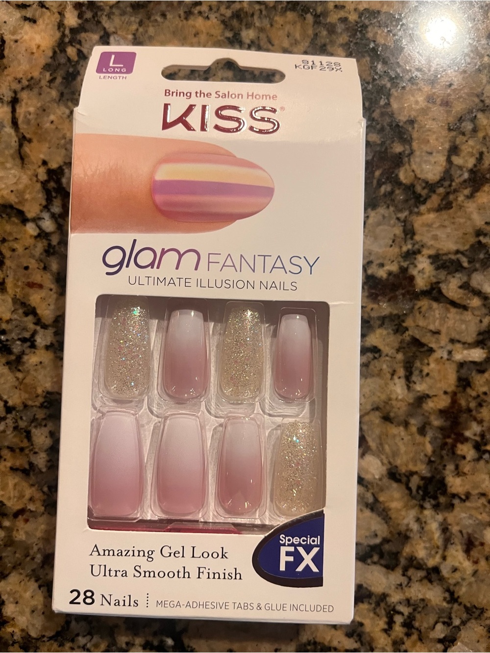 KISS Glam Fantasy Ombre Pink & Glitter Press-On Nails